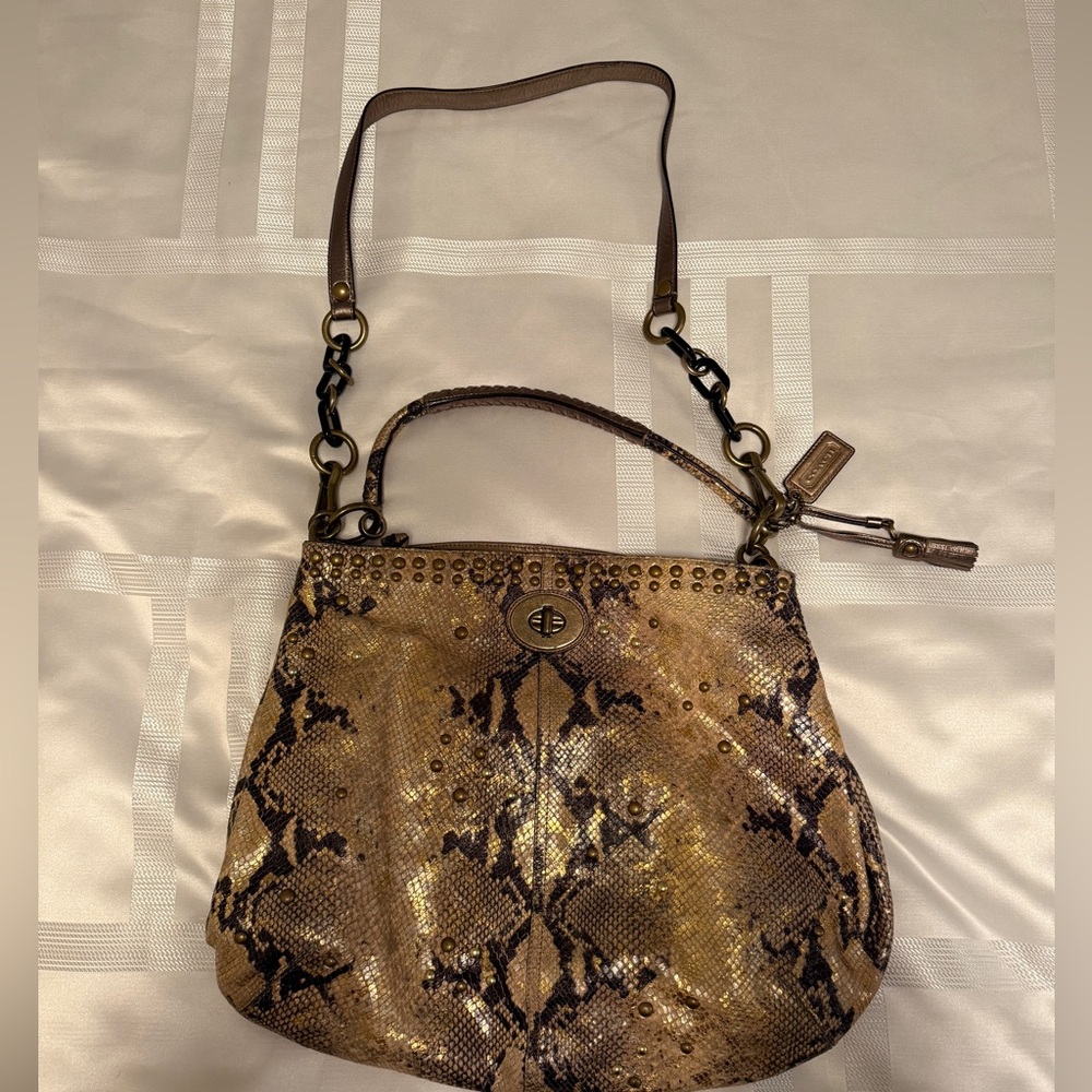 EUC, Vintage Coach Brown Snakeskin Exotic Shoulder Bag & Wallet Set